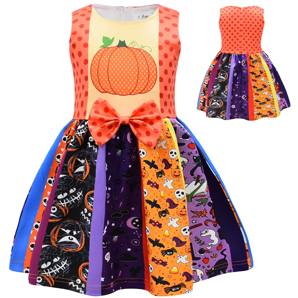Disney Girls Princess Dress Mickey Halloween Pumpkin Sleeveless Mermaid Ariel Costume Vestido For Kids Birthday Party Prom Dress