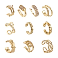 10pcs mix alloy cuff earring crystal rhinestone gold plated ear cartilage no piercing fake earrings for women girl jewelry gift
