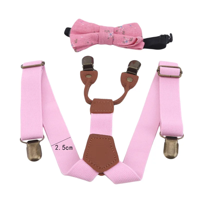 

Soild Color Children Belt Bowtie Set Baby Boys Girls Suspenders Clip-on Y-Back Braces Bow Tie Elastic Kids Adjustable
