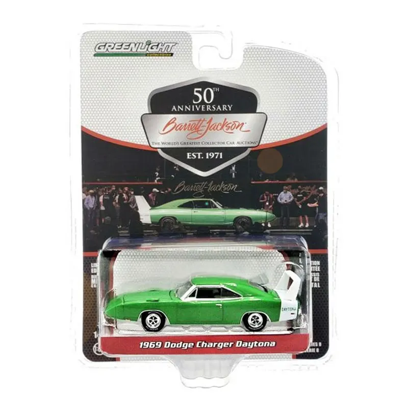 

Модель автомобиля GreenLight из литого под давлением, масштаб 1/64, 1969, Dodge Charger, Daytona Barrett-Jackson, литый под давлением металлический автомобиль, игрушка для мальчиков, детей