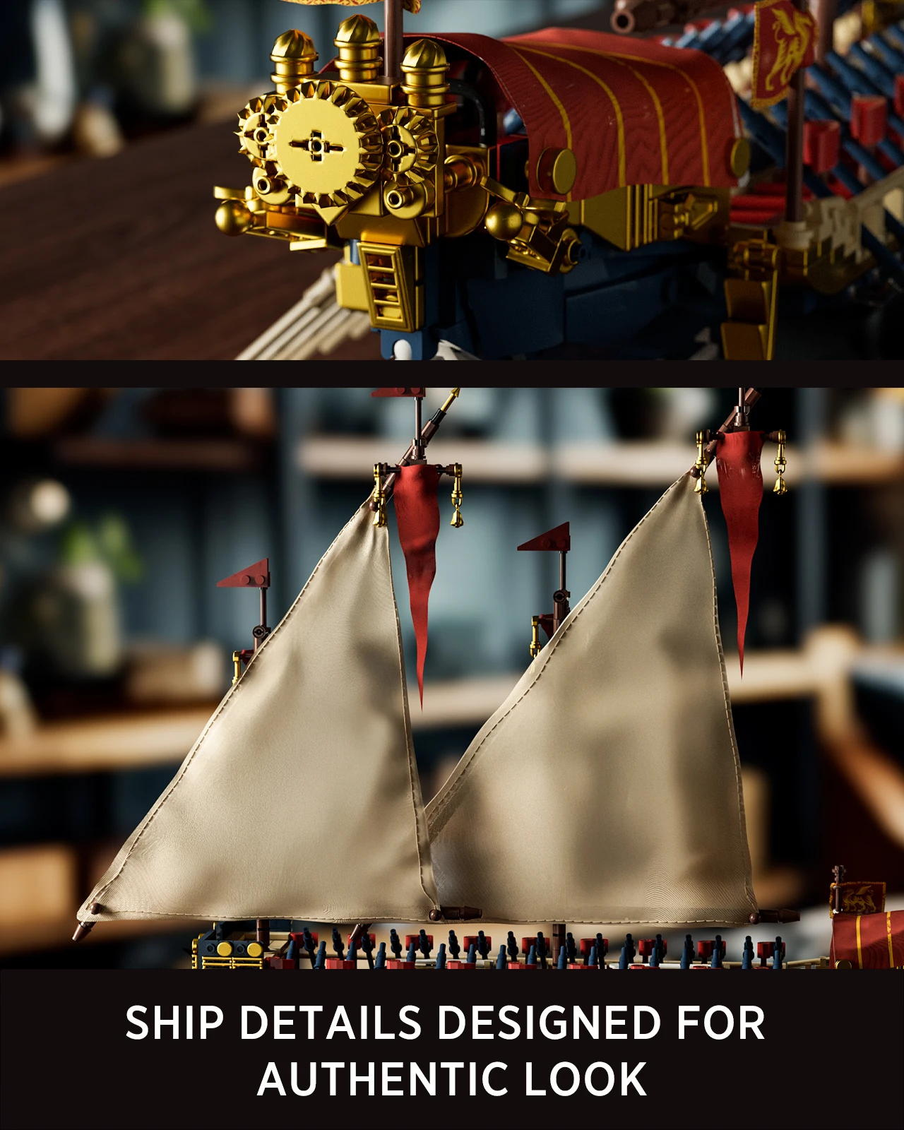 Фото Конструктор Nifeliz Galley Sailing Ship для взрослых: модель флагманского корабля в стиле галеас для демонстрации и коллекционирования NF10338 №4