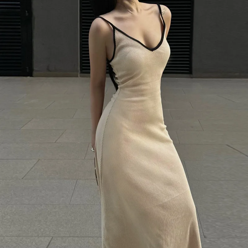 

Женская одежда, Новинка лета 2023, модное сексуальное платье с V-образным вырезом и длинными бретельками, женская Пляжная накидка, кафтан, женское пляжное платье