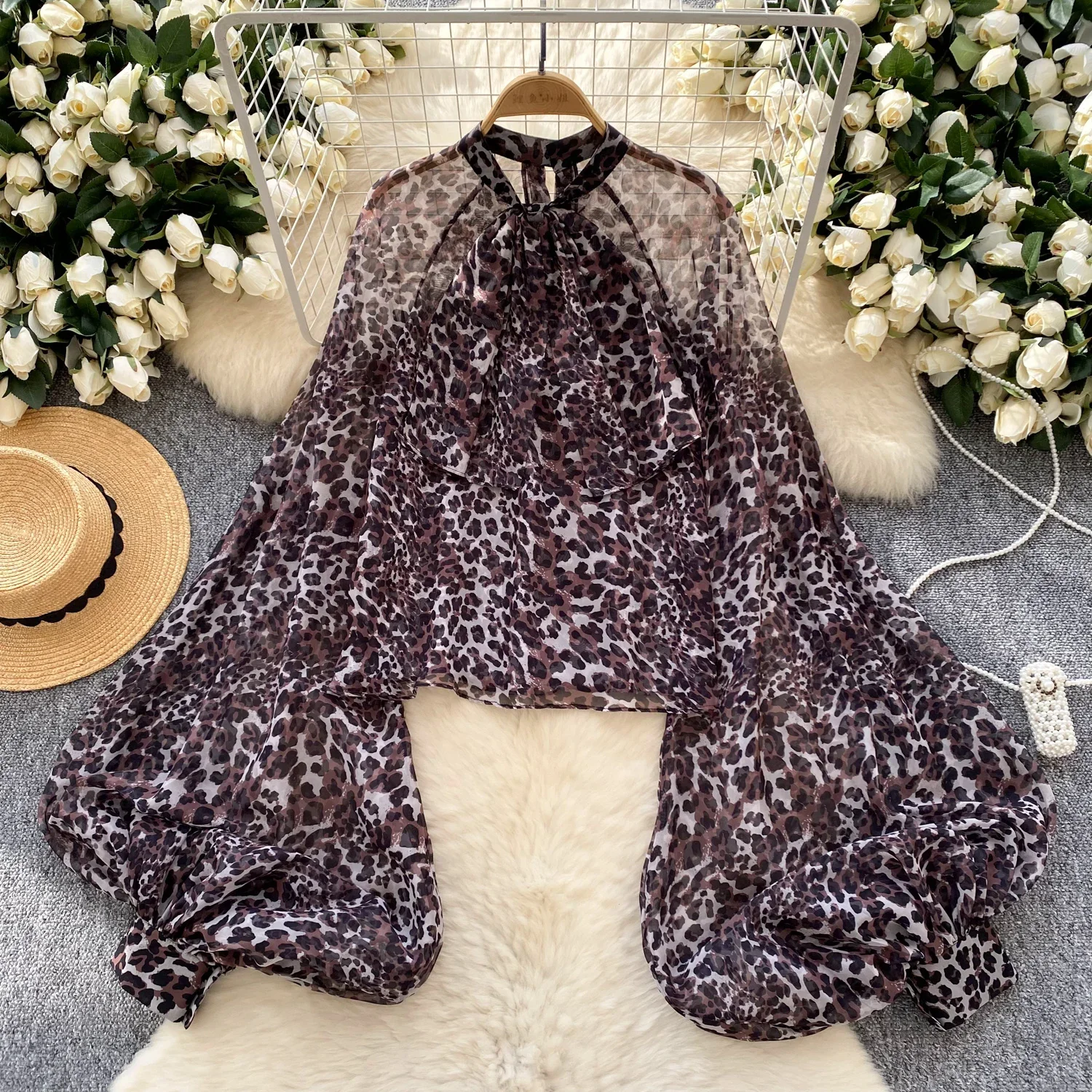 Элегантный винтажный сетчатый топ с О-образным вырезом и бандажом-бабочкой