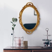 gold vintage moderne decorative mirror wall hanging macrame boho mirror makeup room decor aesthetic espejo room decoration