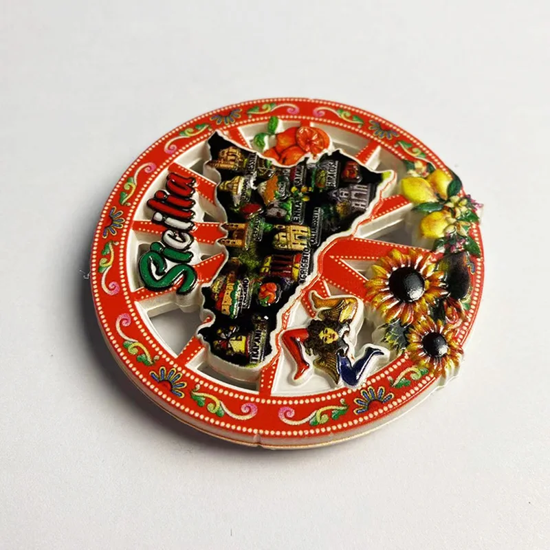 Карта дисков Сицилия 3D стерео наклейка на холодильник сувениры для путешествий