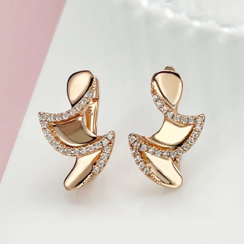 

Fashion Rose Gold Color Stud Earrings Geometry Zircon Earrings
