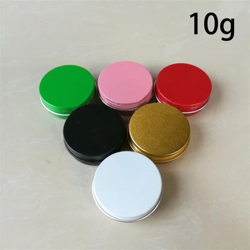 

10g Aluminum Jar 10ml Empty Refillable Metal Bottle Cosmetic Makeup Lip Balm Cream Container Green Black Red Silver Gold Tin