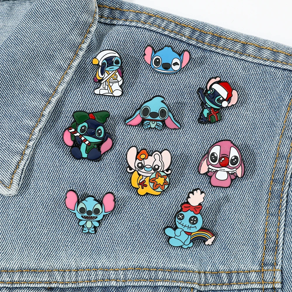 Мультяшная эмалированная брошь в виде Лило и ститча милая булавка для лацкана с