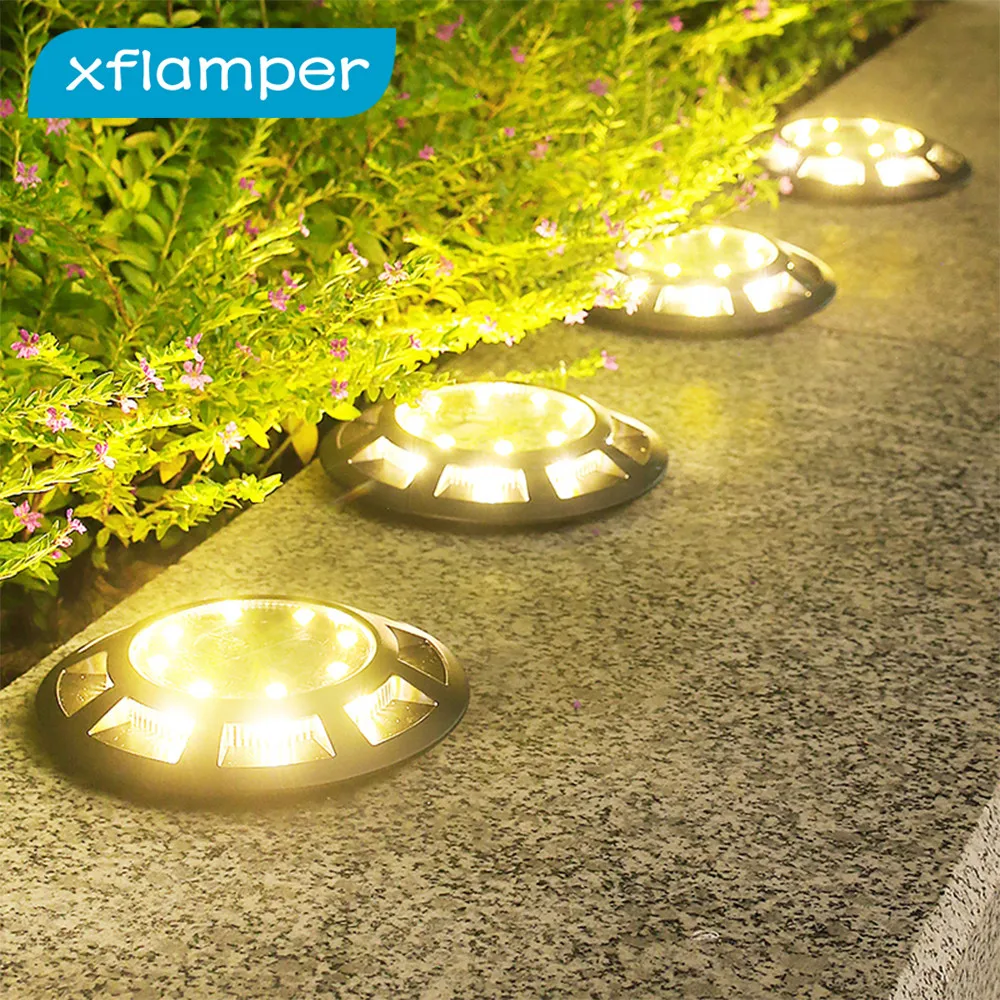 

2022 New 4 Pack Solar Ground Lights IP65 Waterproof Landscape 16LED for Patio Yard Pathway Garden Decoration Night Lights