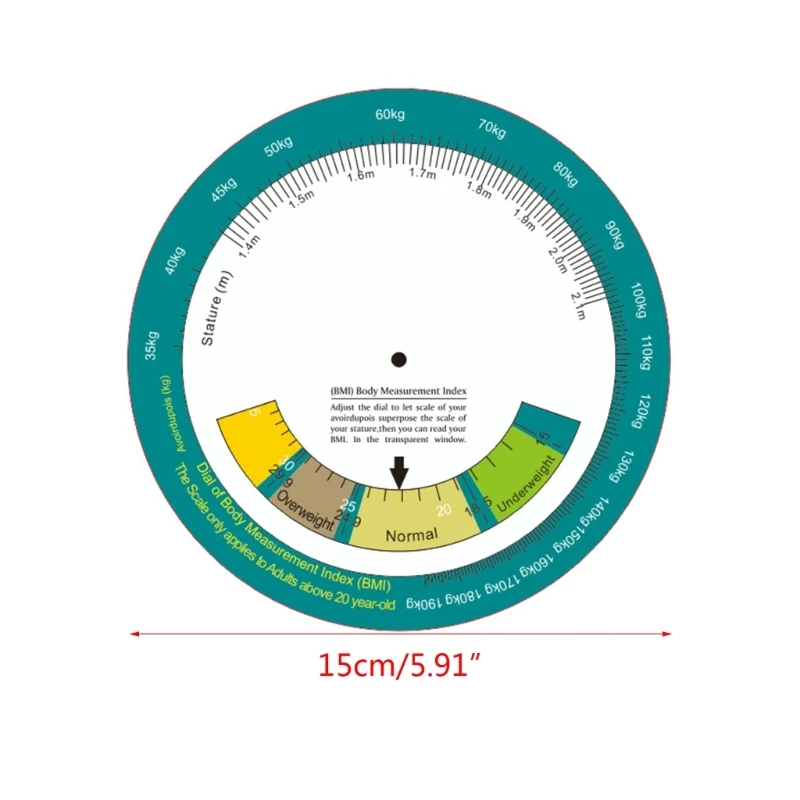 Lightweight Wheel Calculator BMI Body Mass Index with Clear Scale Hanging-type Suitable for 20 Above Adult Portable M4YD images - 6