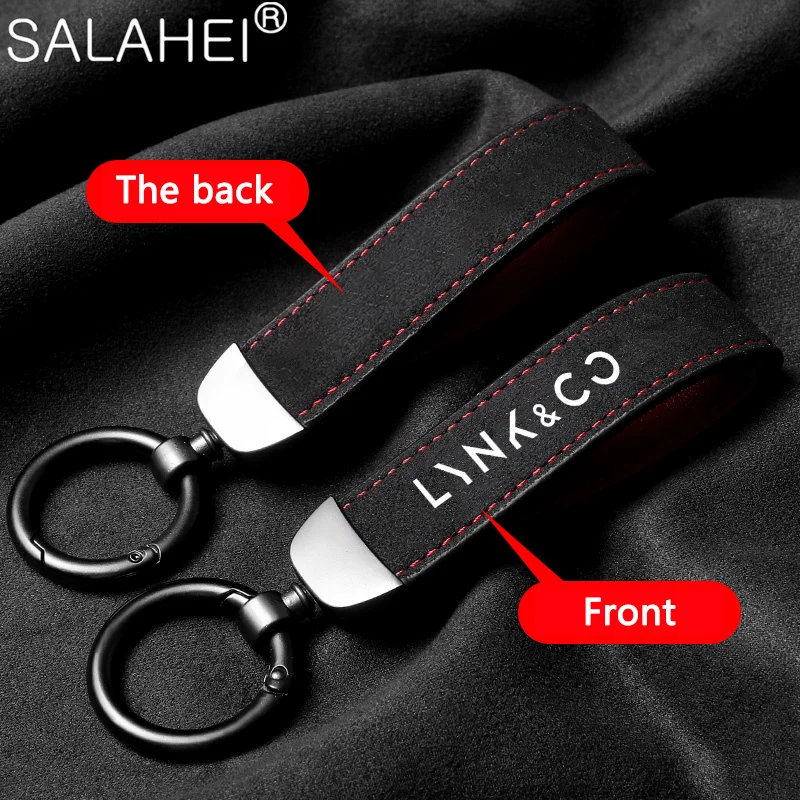 

Suede Car Logo Keychain Pendant Key Ring Chain Hanging For Men Gift For Lynk & Co 01 05 03 09 02 04 06 07 08 Styling Accessories