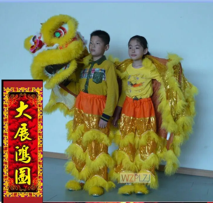2 Players Lion Dance Costume pants scroll Flag Children Play Party Chinese Performance Sport Outdoor Parade Folk Carnival Stage
