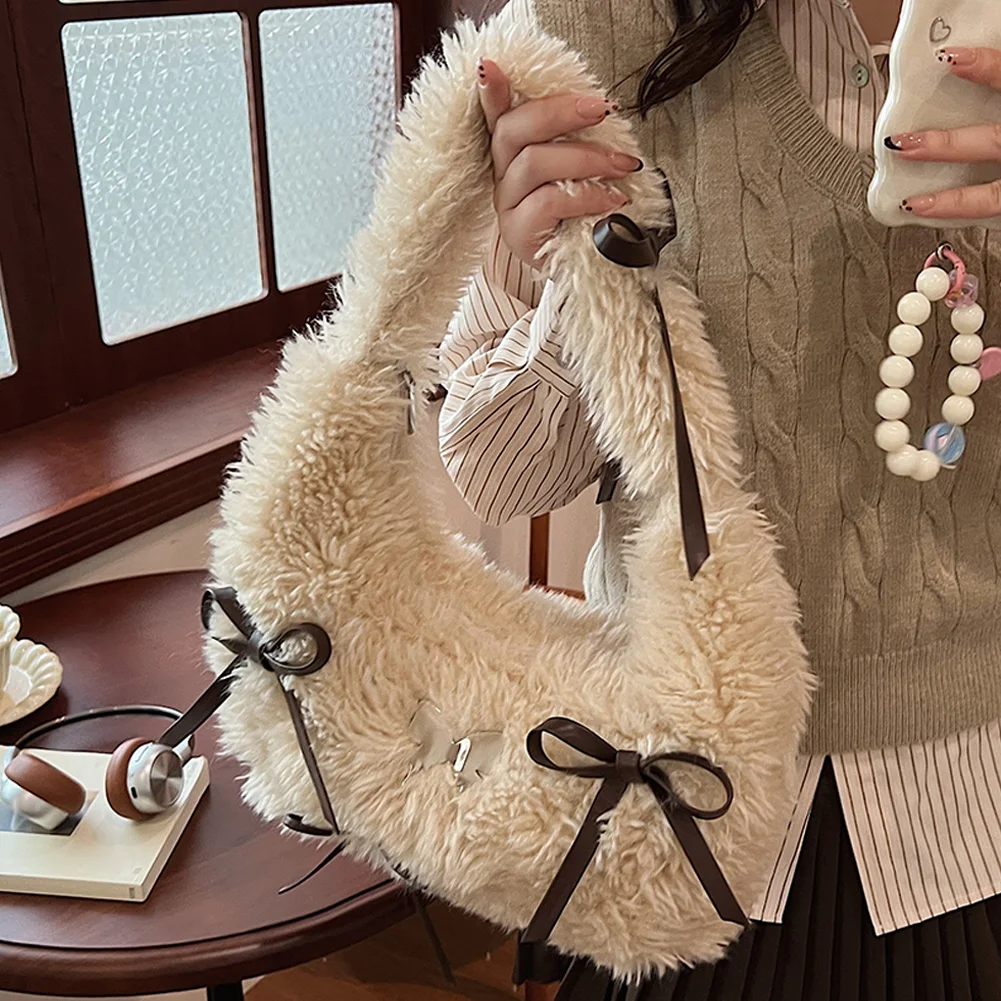 Женская плюшевая сумка на молнии кошелек-клатч с внутренним карманом пушистый