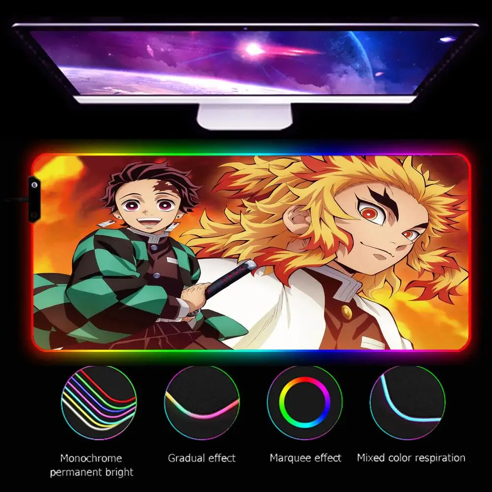 

Коврик для мыши Tanjiro Kamado Bandai с аниме RGB, игровые аксессуары для ПК, геймеров xxl, коврик для компьютерного стола, ноутбука, светодиодный коврик ...
