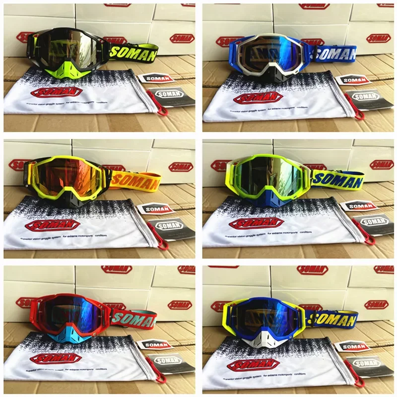

SOMAN Motocross Goggles UV Resistant Downhill Motocross Glasses Dustproof Cross Glasses Bike Goggles Off Road Motorcycle Gafas