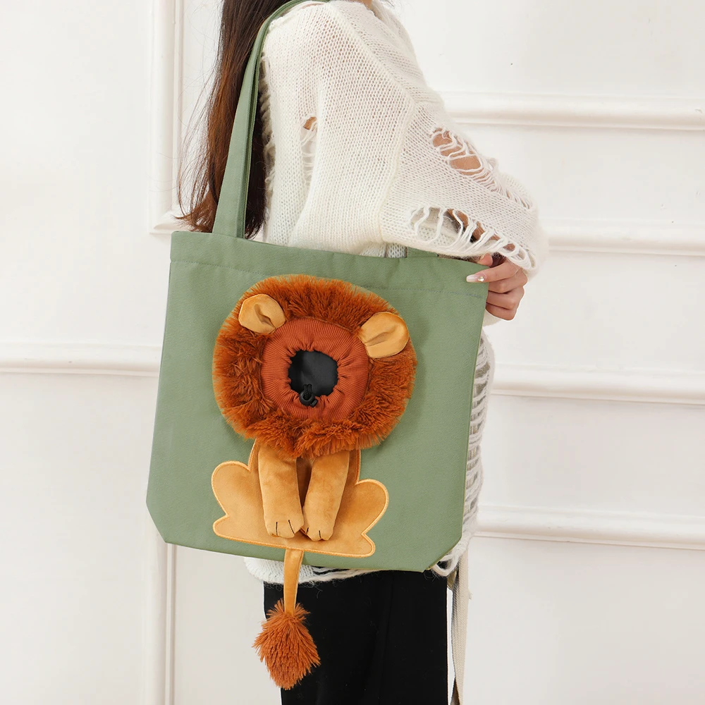 

Soft Pet Carriers Lion Design Portable Breathable Bag Cat Dog Carrier Bags Outgoing Travel Pets Handbag with Safety Zippers