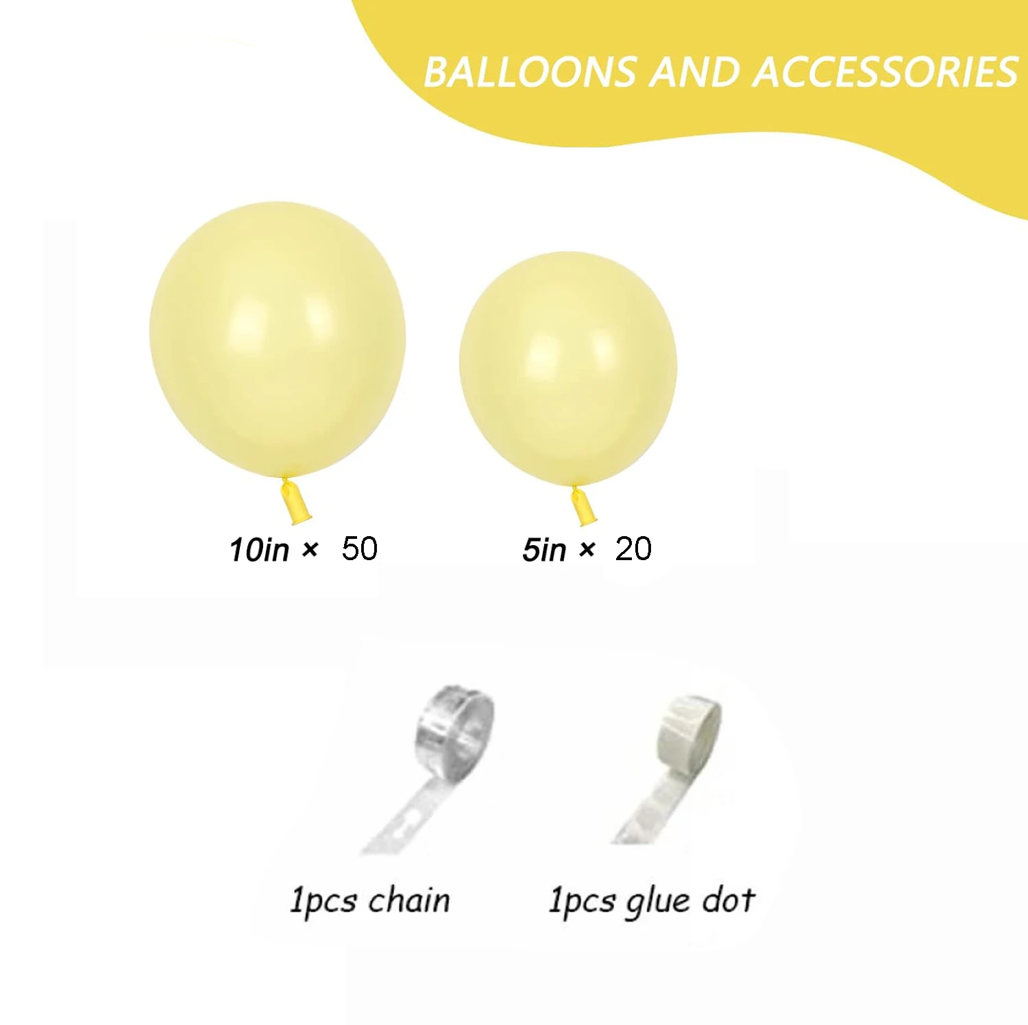 72 шт. желтые воздушные шары-гирлянды из латекса