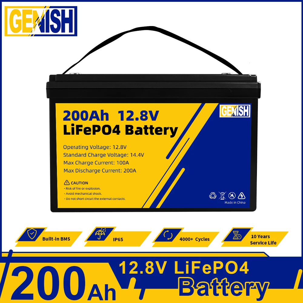 

12V 200Ah Lifepo4 Rechargeable Battery Deep Cycle Lithium Iron Phosphate Solar Cell for 12V 24V 48V Boat Golf Cart RV Forklift