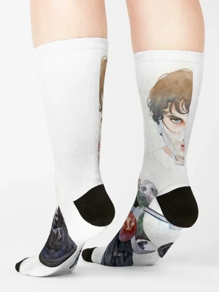 Kaiseki/Hannibal S2E01/Hannigram акварельные носки аниме новогодние прозрачные женские мужские