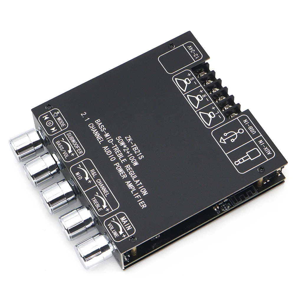 ZK-TB21S TPA3116 2 1 каналов Bluetooth 5 панель усилителя сабвуфера 50 Вт x2 + 100 Плата мощности