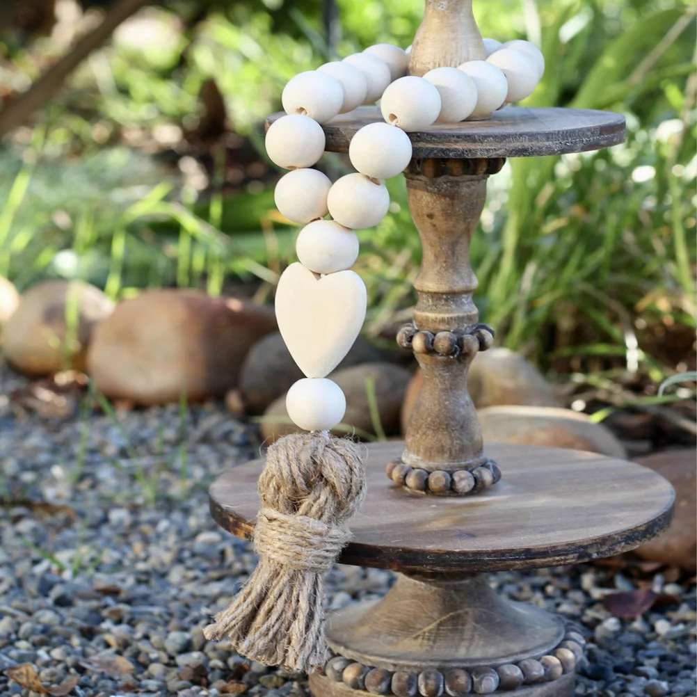 

Beads Bead Decor Garland Wood Wooden Tassel Farmhouse Wall Hanging Rustic String Home Christmas Prayer Tasselscountry