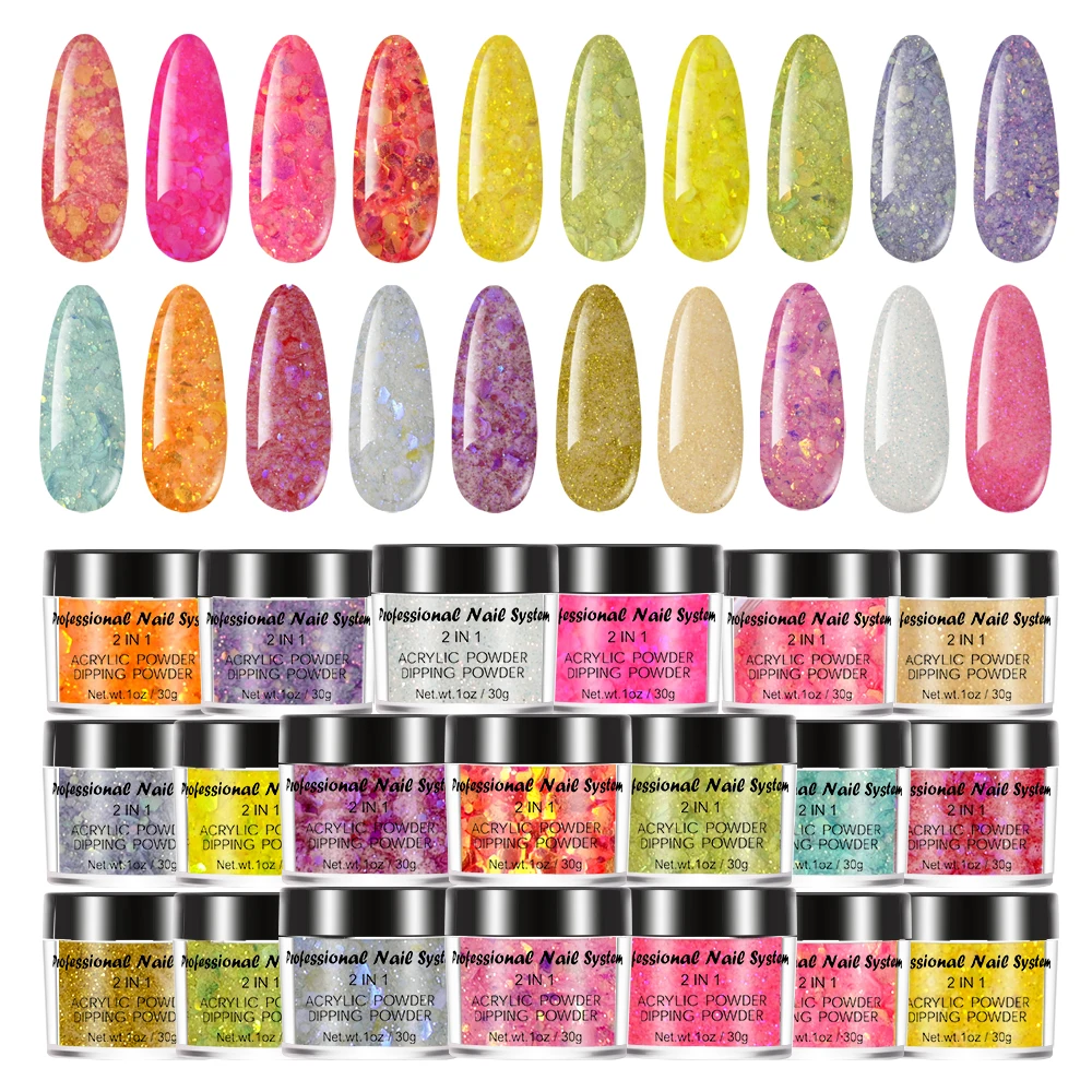 Блестящий акриловый порошок для ногтей 4 вида цветов блестящий стартовый набор