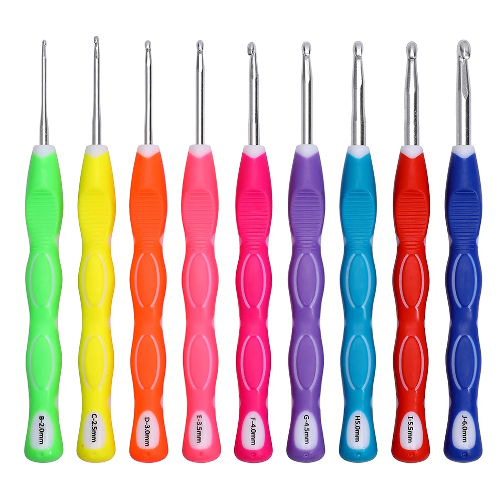 

9Pcs/Set Colorful Crochet Hook Set Ergonomic Grip Crochet Aluminum Yarn Knitting Needles Sewing Accessories