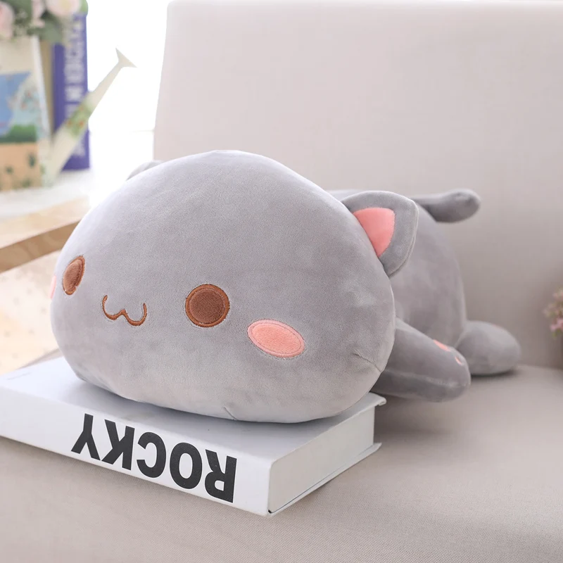 

Kawaii Cat Plush Toy Stuffed 35cm 50cm 65cm Lying Cat Pillow White Grey Kids Toys Birthday Gift for Children Plush Toys Big Size