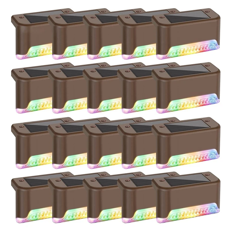 

20-Pack Solar Deck Lights Color Changing RGB LED Outdoor Step Light Waterproof Colored Solar Powered Fence Lighting