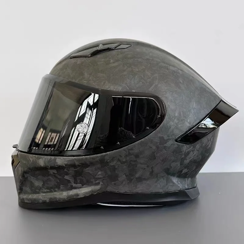 Мотоциклетный шлем Aurora Black из углеродного волокна с кованым рисунком защитный на