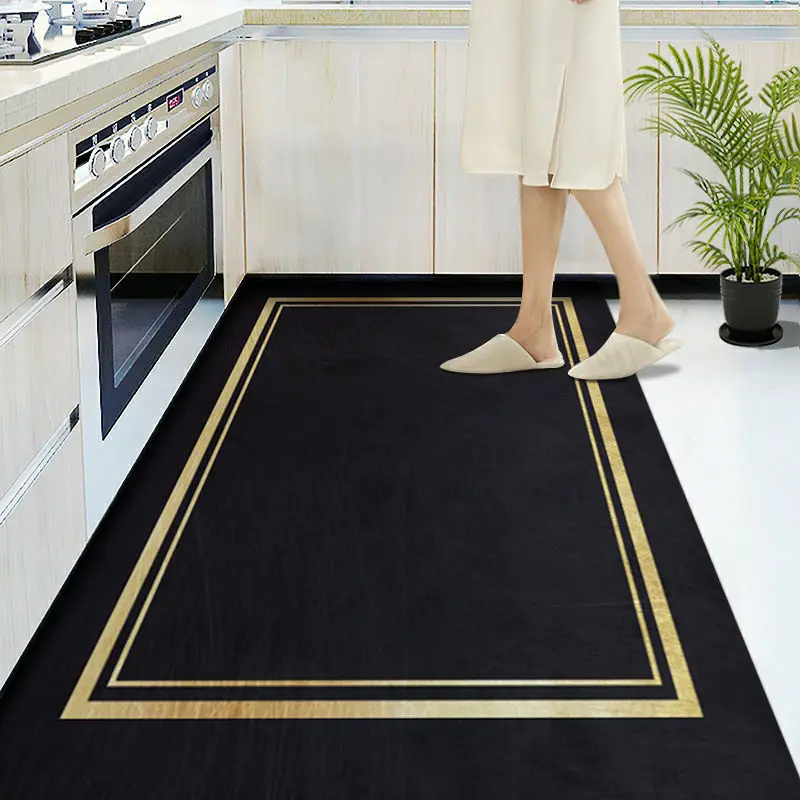 

Anti-Slip Kitchen Carpet Black White Marble Sea wave Printed Entrance Doormat Floor Mats Carpets for Living Room Bathroom Mat