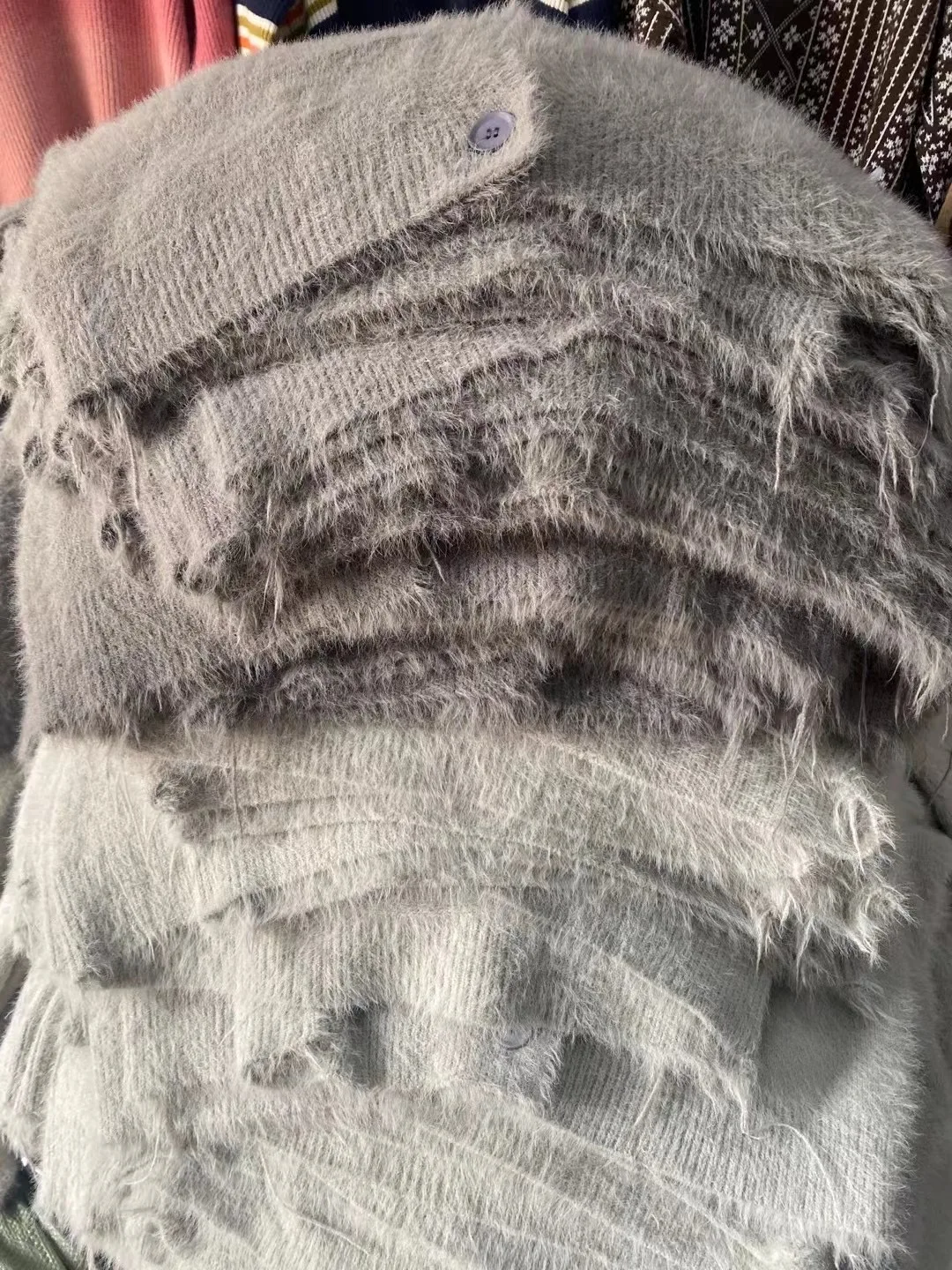 Элегантные вязаные кардиганы из мохера свободный однобортный свитер с круглым