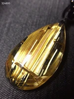 natural gold rutilated quartz pendant necklace 32189mm water drop cat eye brazil rutilted women men jewelry aaaaaaaa