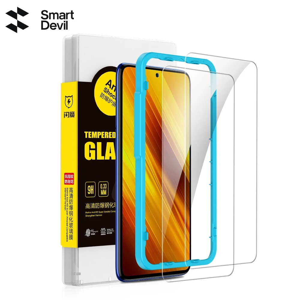 SmartDevil 2Pcs Tempered Glass for Xiaomi POCO X5 Pro F3 F4 X4 GT X3 NFC Screen Protector for POCO M3 M4 Pro 5G HD Anti Blue Ray