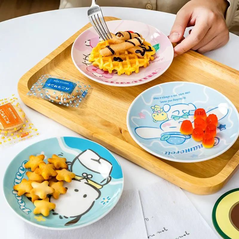 

Kawaii Sanrio Ceramic Plates Cinnamoroll Kuromi Pochacco Cartoon Office Student Family Cute Pasta Plates Tableware Toys Gifts