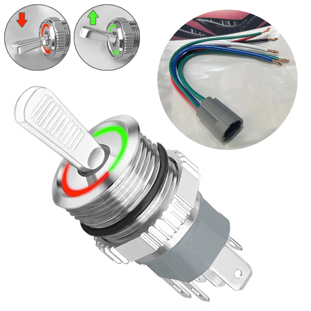Металлический тумблер FENGYIELE 16 мм с розеткой, красный/зеленый, водонепроницаемый