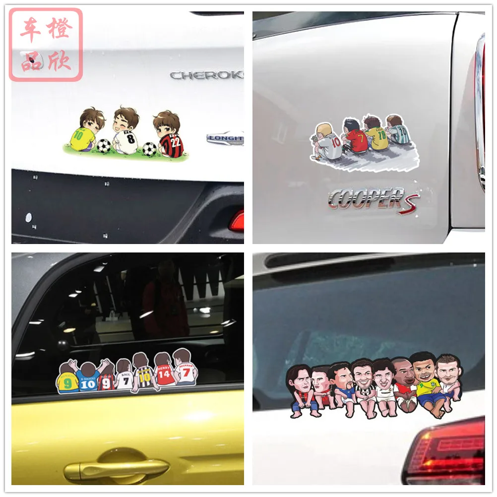 

Наклейки на автомобиль с изображением футбольного персонажа, милая kbecaka стихэм Рауль Генри, светоотражающие наклейки на лобовое стекло, бам...