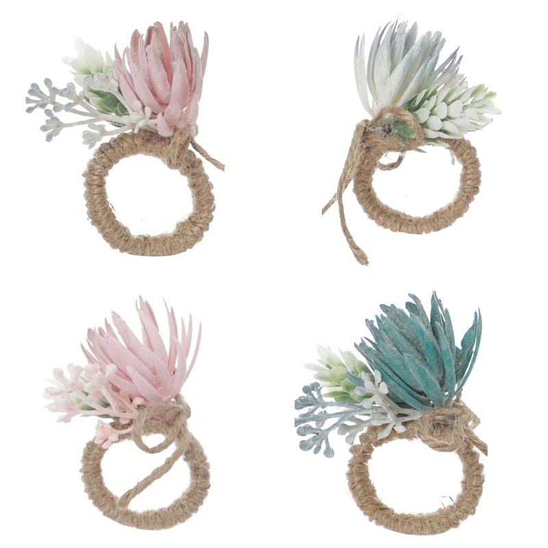 

Farmhouse Handmade Flower Napkin Buckle Ring for Cloth Napkin Outdoor Picnic Dinner Parties Wedding Home Party Tableware