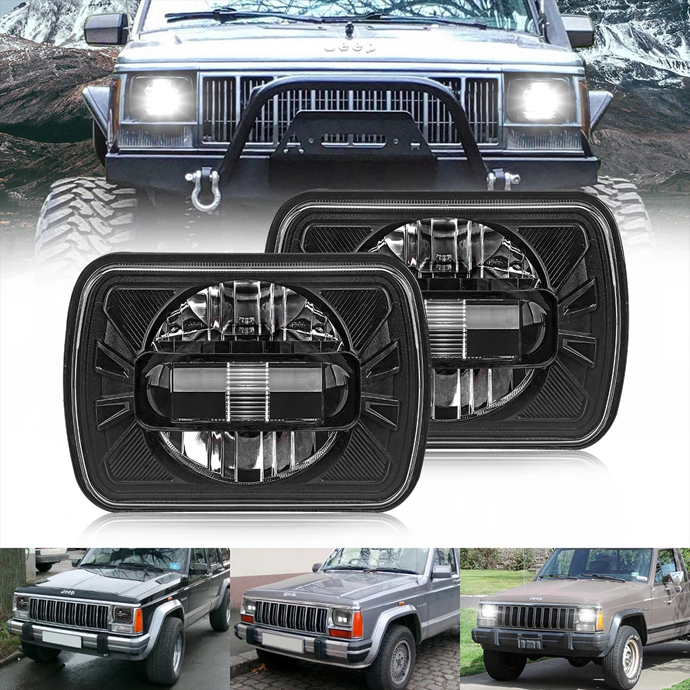 

5x7 inch Led Headlights High Low DRL Beam lamps for Jeep Wrangler XJ YJ Cherokee H6054 6052 6054 H5054 Ford F-250 350 Headlight
