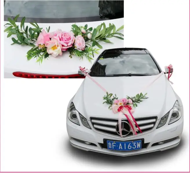 

Romantic Style Heart-shaped Wedding Car Decoration Flowers Set Wedding Decorative Simulation Car Wedding Rose Flowers