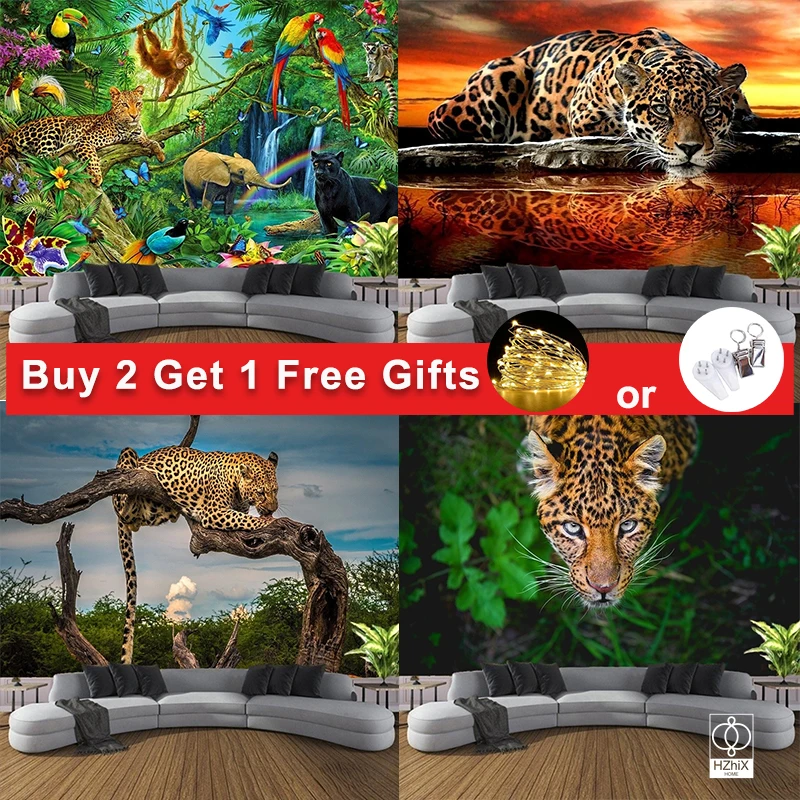 

The Forest Tiger Leopard Tapestry Animal Style Tapestries Suitable for Dining Room Bedroom Wall Decoration Aesthetics Decor