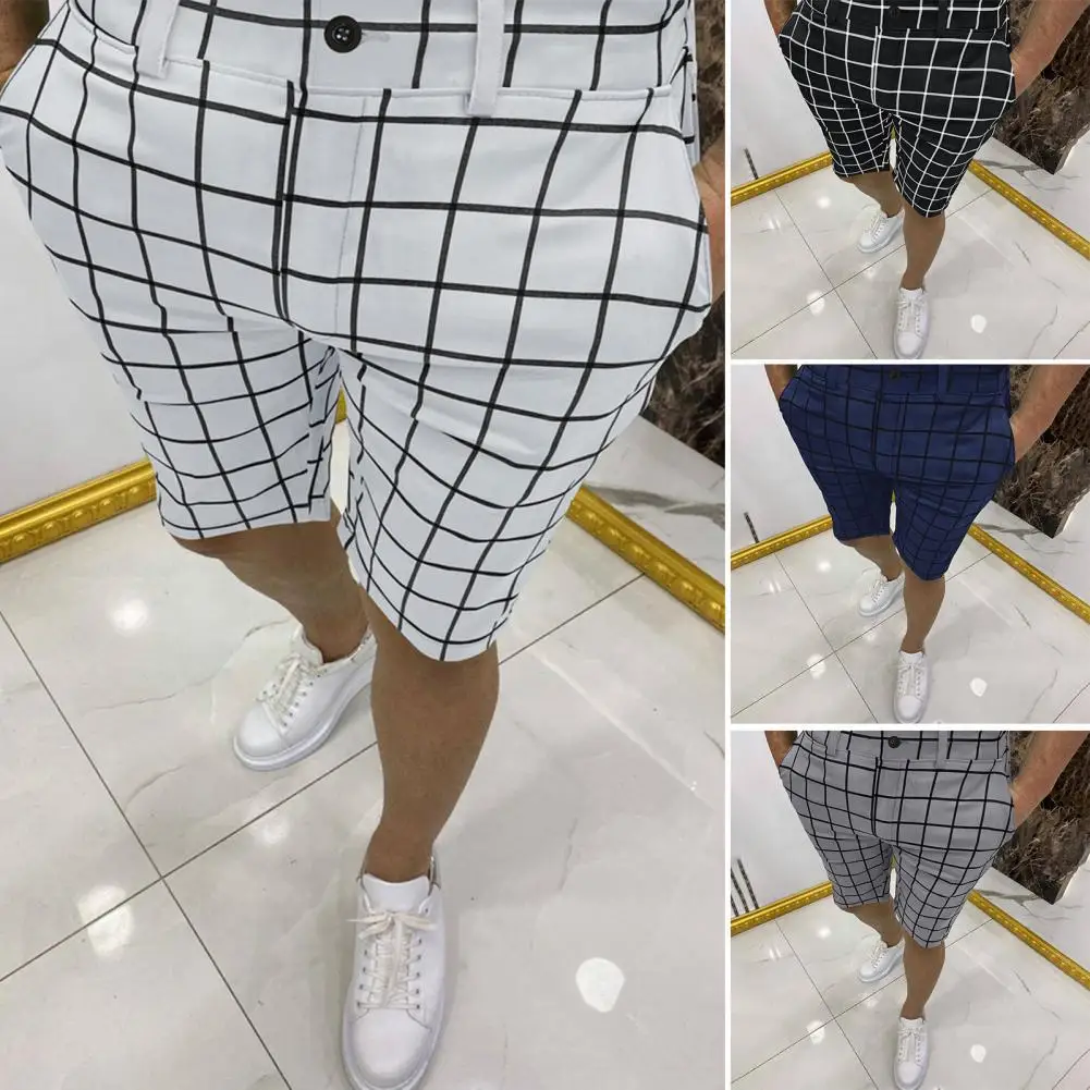 

Business Shorts Popular Bottoms Striped Button Closure Knee Length Pants for Business Short Trousers Beach Shorts