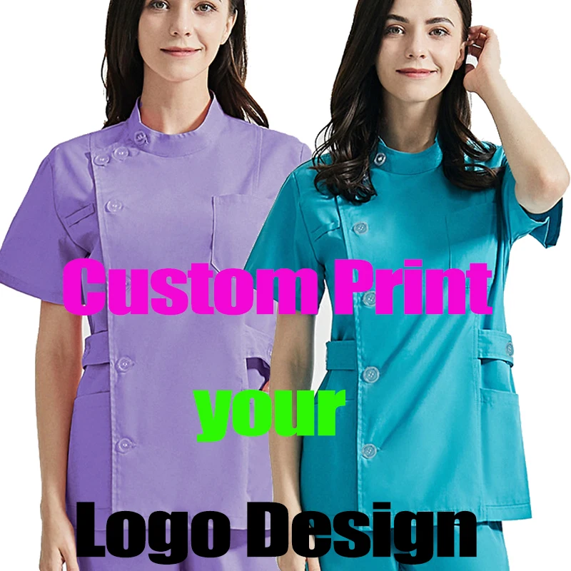 

Индивидуальная печать логотипа для ухода за домашними животными, кабинет, косметический набор, пуговицы для парикмахерской, костюмы, медицинские скрабы, топы и брюки