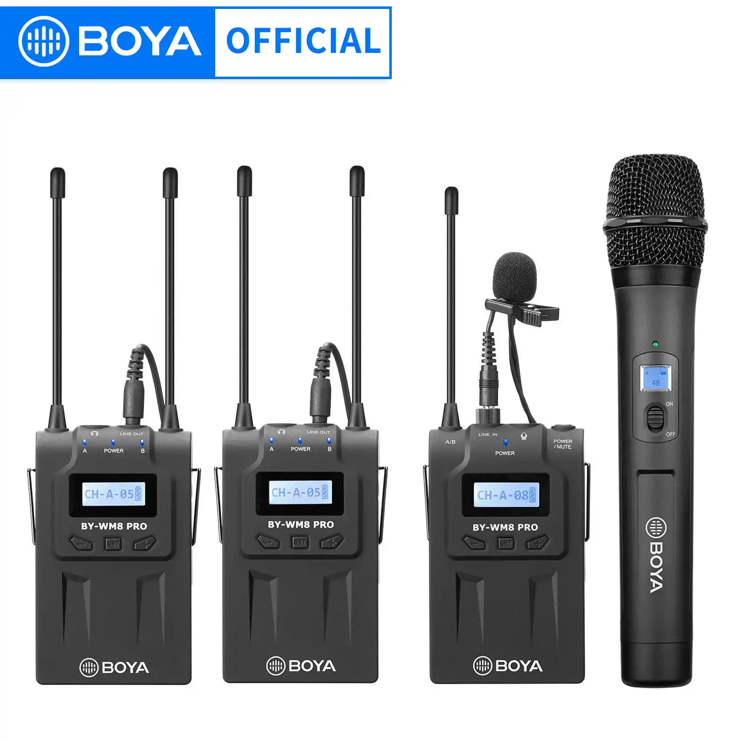 BOYA BY-WM8 Pro Professional Dual-Channel UHF Wireless Lavalier Lapel Microphone System for Camera  iPhone PC DSLR LiveBroadcast