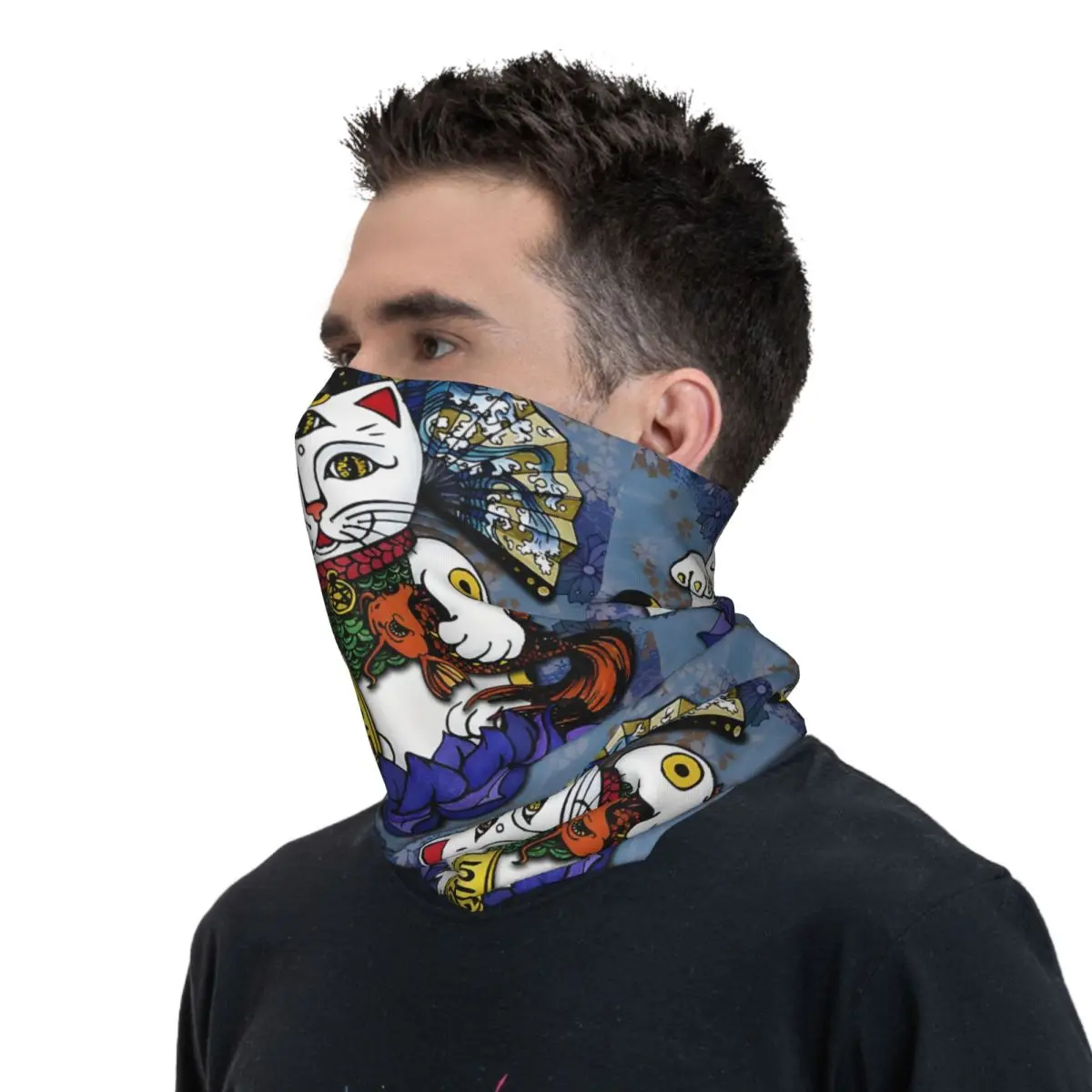 Синий счастливый бритвенный шейный платок маска для лица из полиэстера