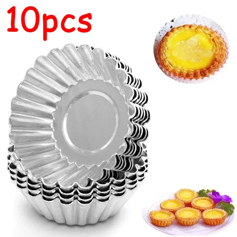 

5/10Pcs/Set Egg Tart Molds Stainless Steel Cupcake Mold Thickened Reusable Cake Cookie Mold Tin Kitchen Baking Tool cake molds
