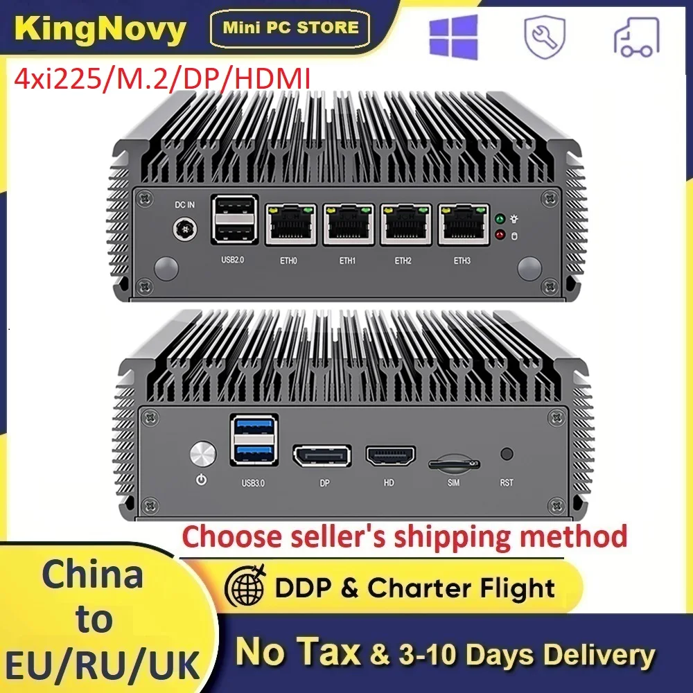 

2.5G Intel Pentium N5000 Fanless Firewall Appliance Quad Core TDP 6W 4 x i225 LAN Soft Router AES-NI ESXI Mini PC pfSense