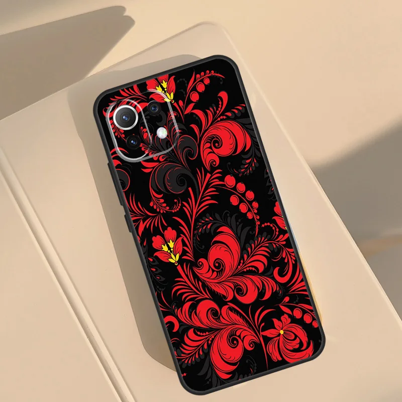Чехол с русским цветочным узором в стиле Хоклому для Xiaomi 14 15 Ultra 13T 14T 15T 17 Pro Max POCO F8 Ultra F7 F5 F6 X5 X6 X7 Pro (art.: 3920d8a7ea201) - 3920d8a7ea201