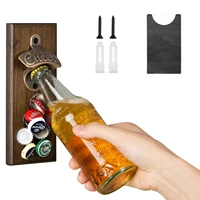 magnetic beer openerwall mounted bottle opener with auto catch and mount screws set install on refrigerator or metal wall