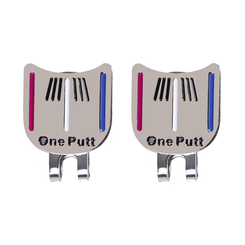 

NEW-2X Magnetic Cap Clip Removable Metal Golf One Putt Aiming Ball Marker Set Color